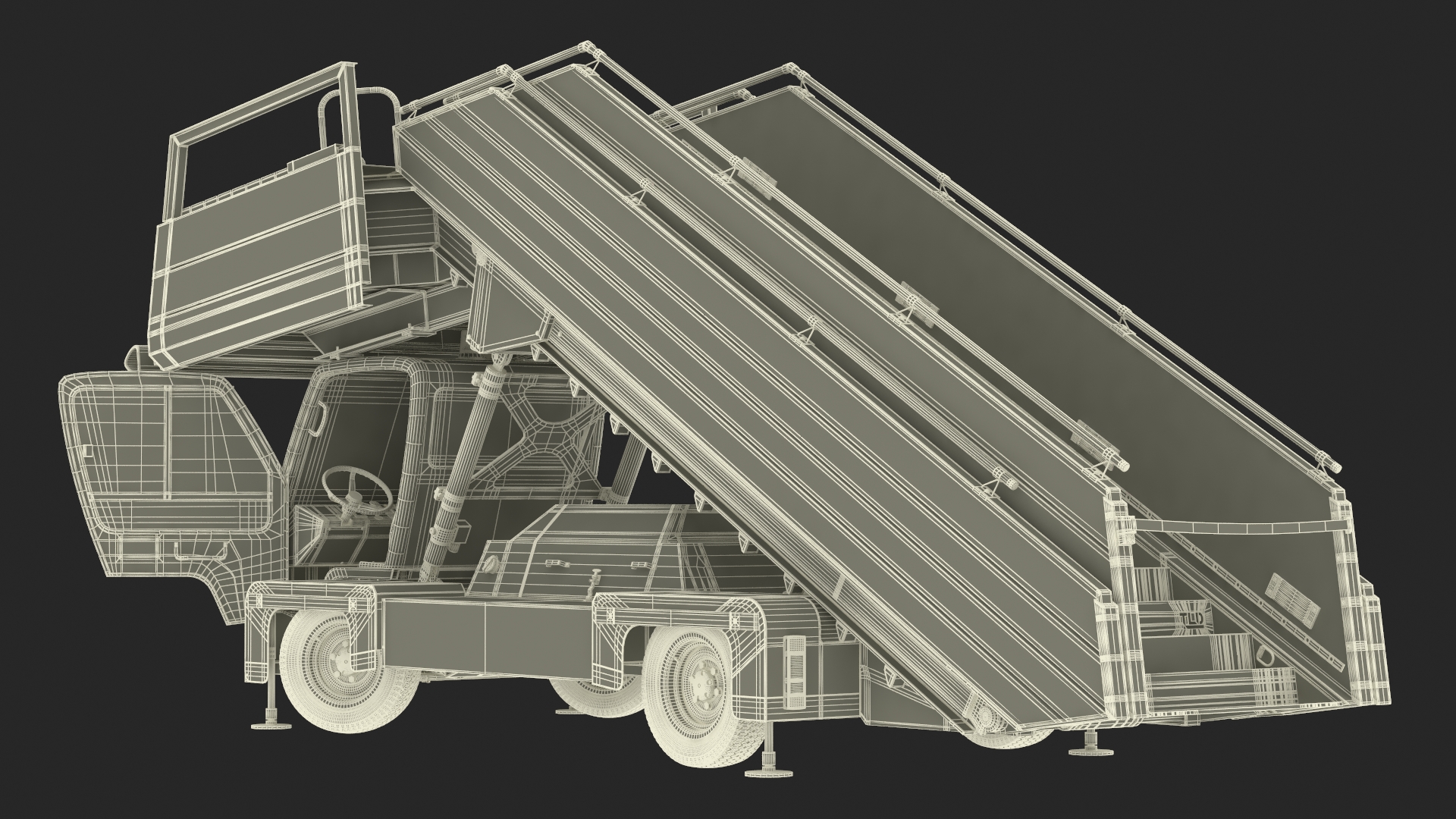 3D Airbus Delta with Passenger Boarding Stairs Car Rigged for Cinema 4D model