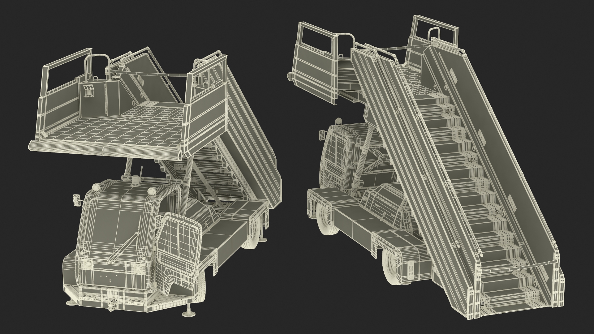 3D Airbus Delta with Passenger Boarding Stairs Car Rigged for Cinema 4D model