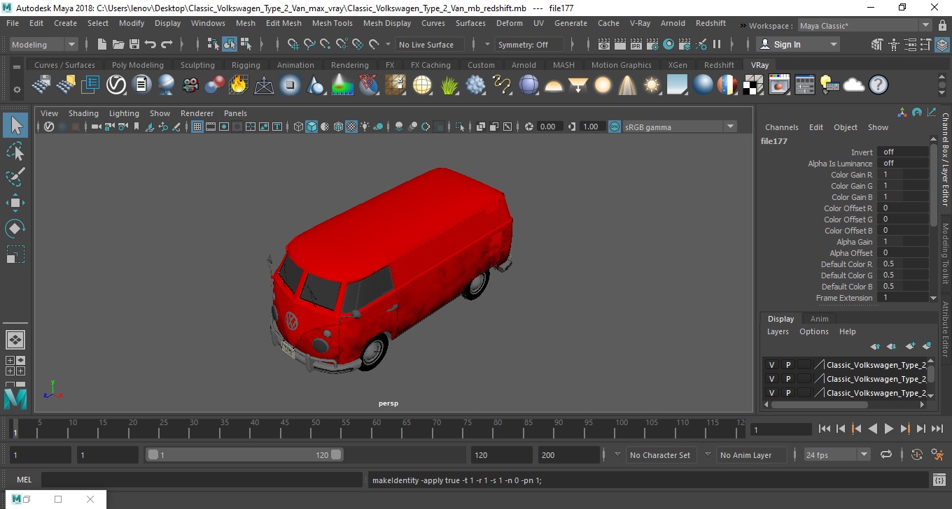 Classic Volkswagen Type 2 Van 3D model