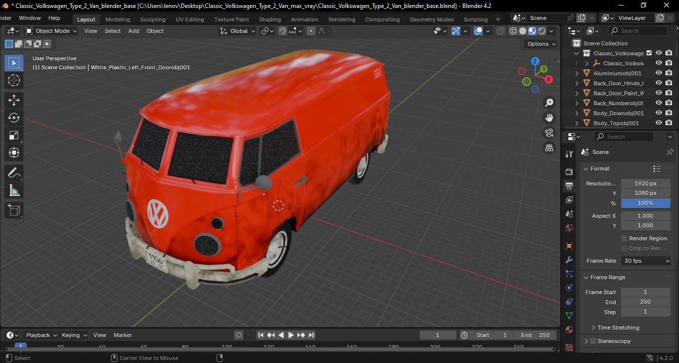 Classic Volkswagen Type 2 Van 3D model