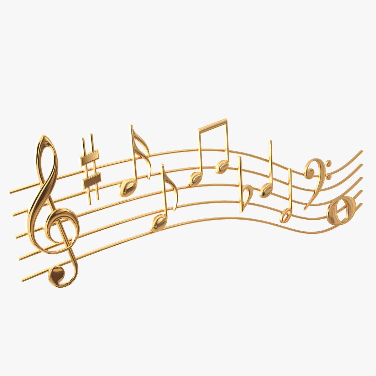 Golden Music Notes Waves, view 7