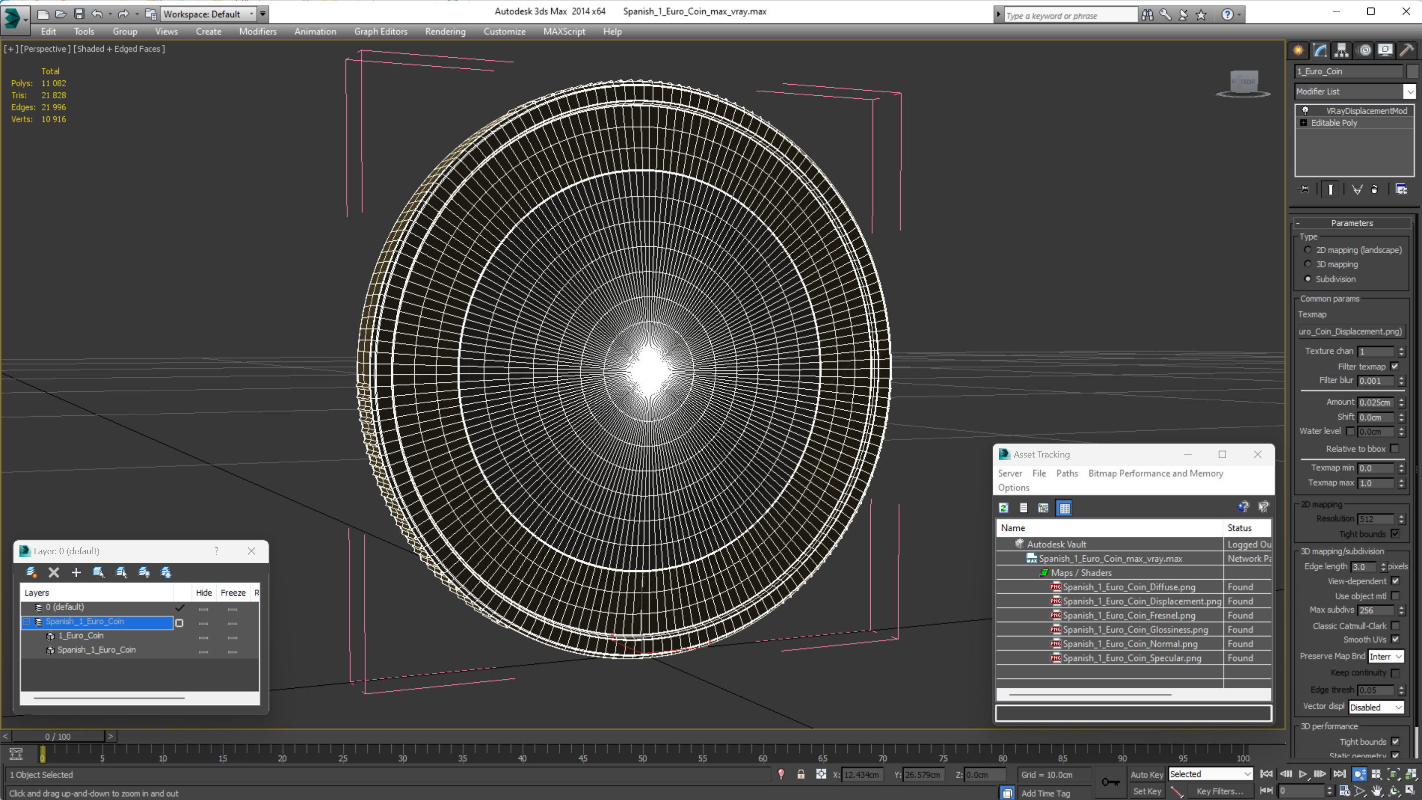 Spanish 1 Euro Coin 3D model