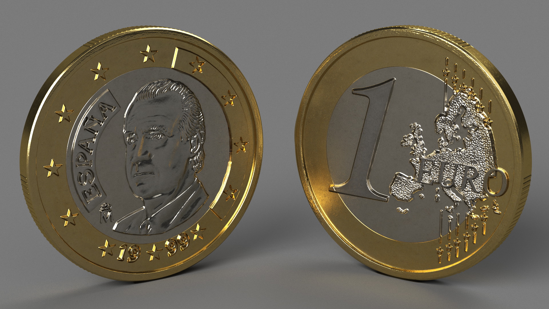 Spanish 1 Euro Coin 3D model