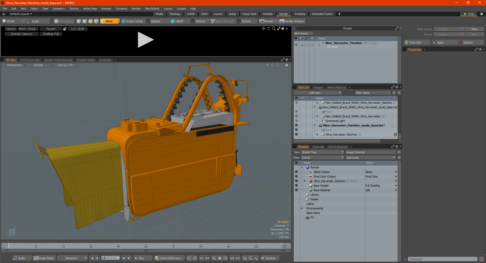3D Olive Harvester Machine model