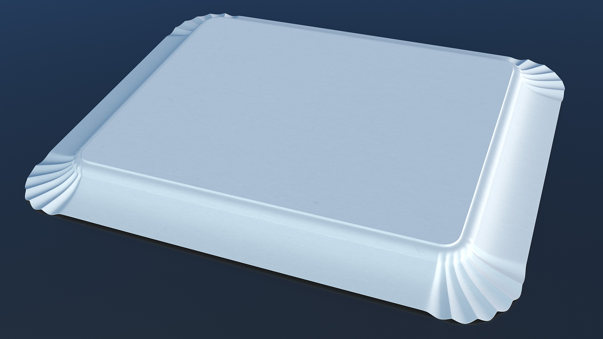 White Rectangle Paper Plate 3D