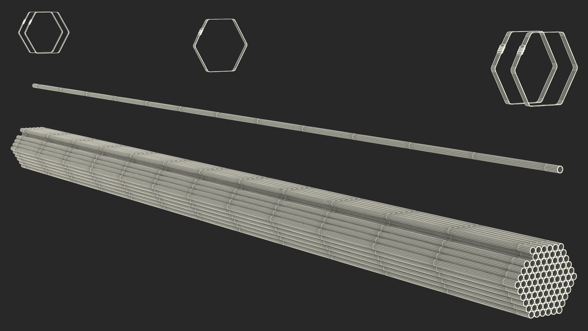 Thin Steel Pipes Bundle 6 Meters 3D