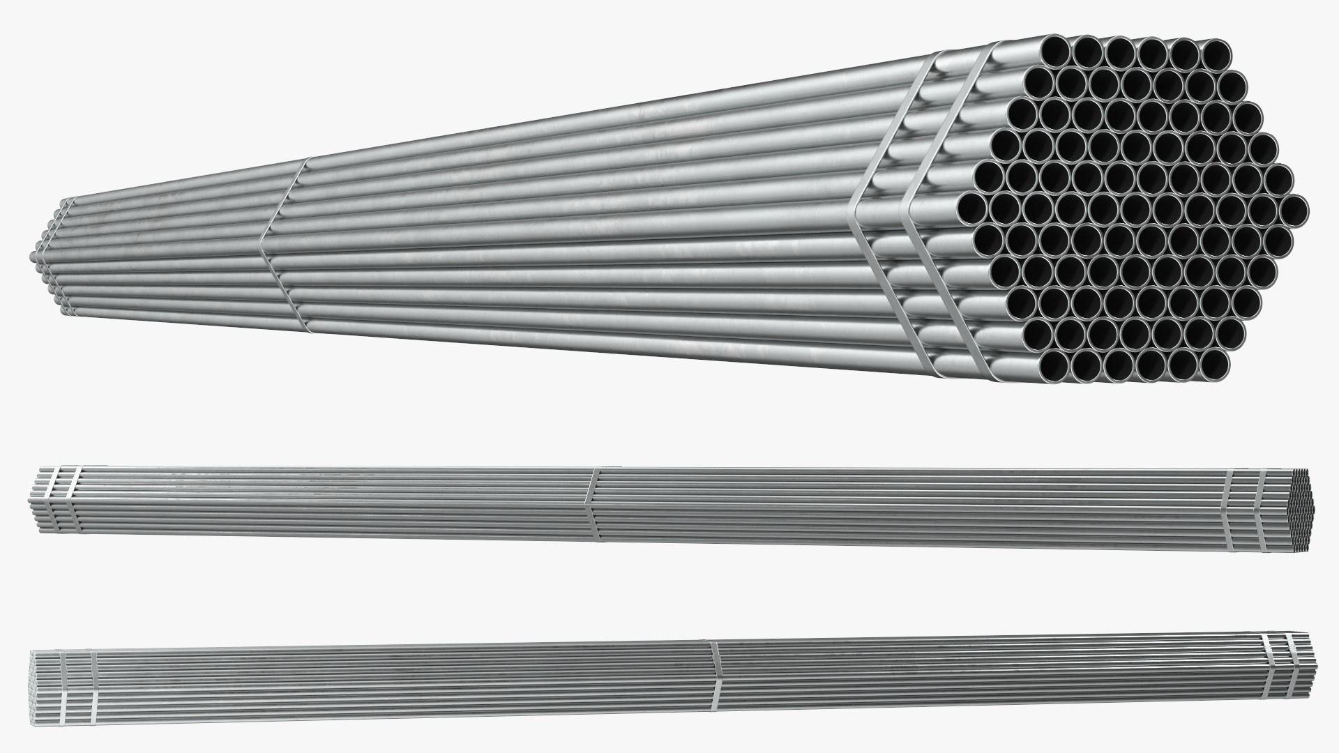 Thin Steel Pipes Bundle 6 Meters 3D