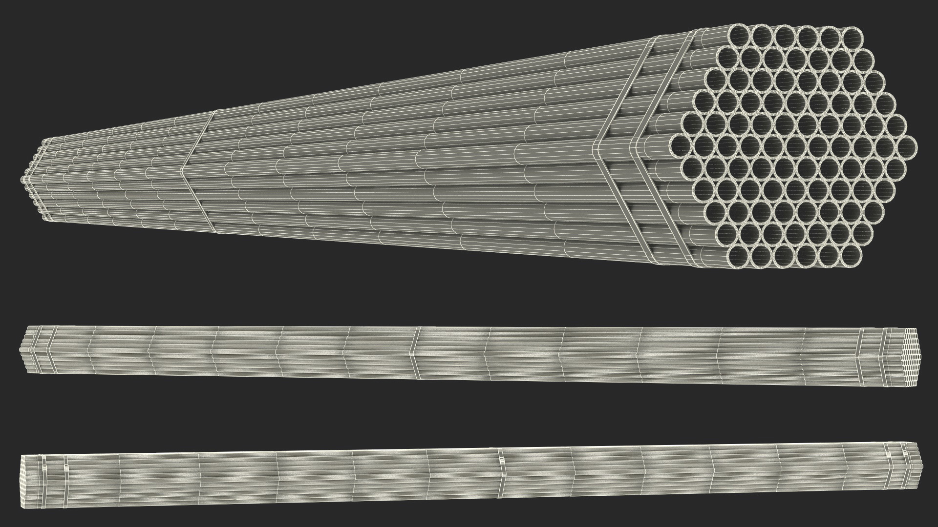 Thin Steel Pipes Bundle 6 Meters 3D