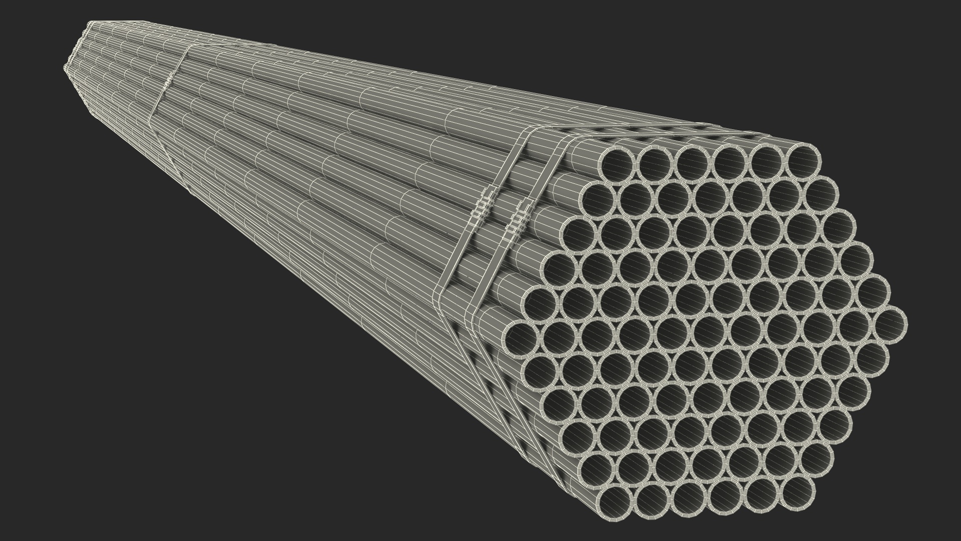 Thin Steel Pipes Bundle 6 Meters 3D