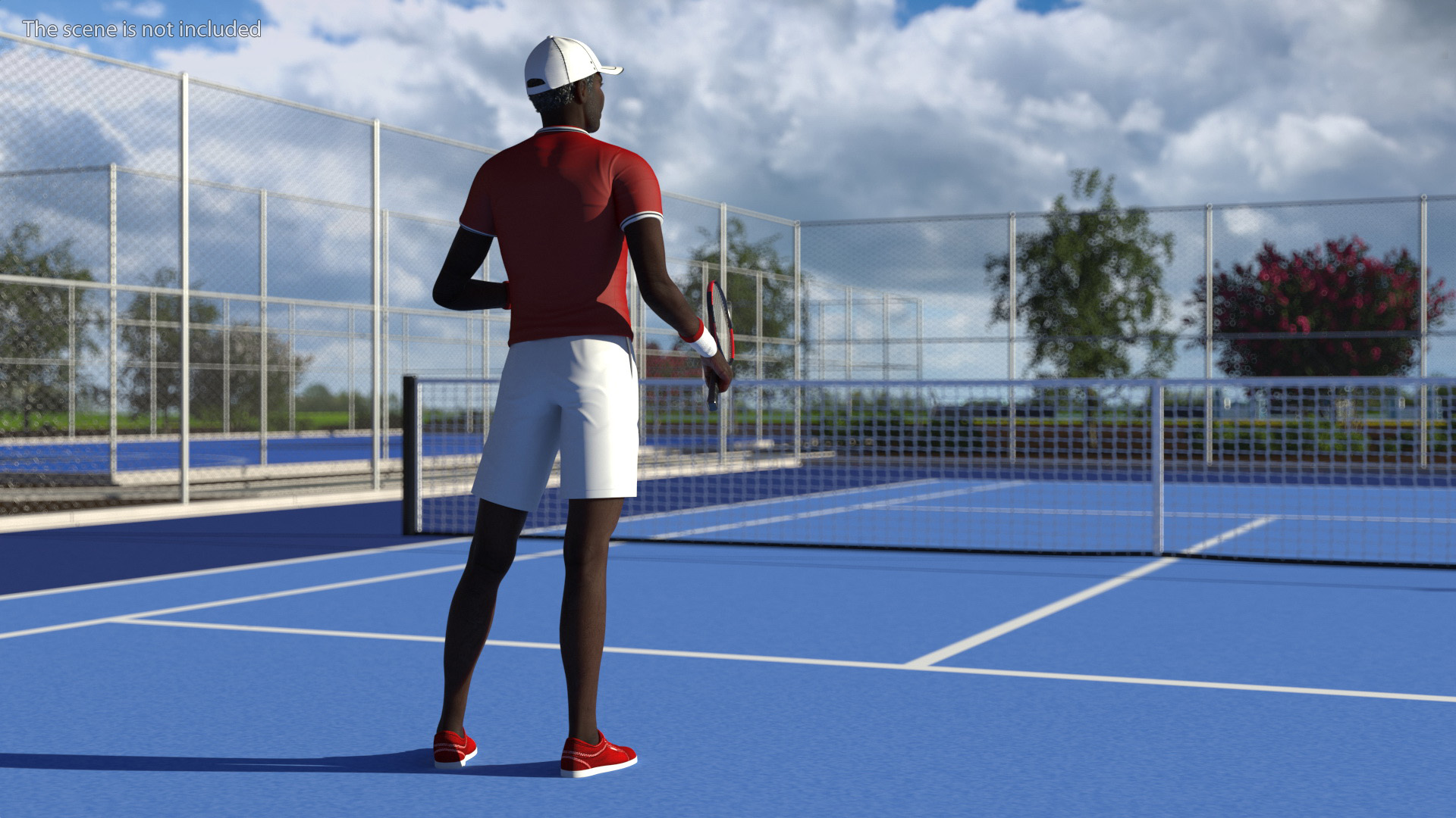 3D Elderly Afro American Man in Tennis Outfit Standing
