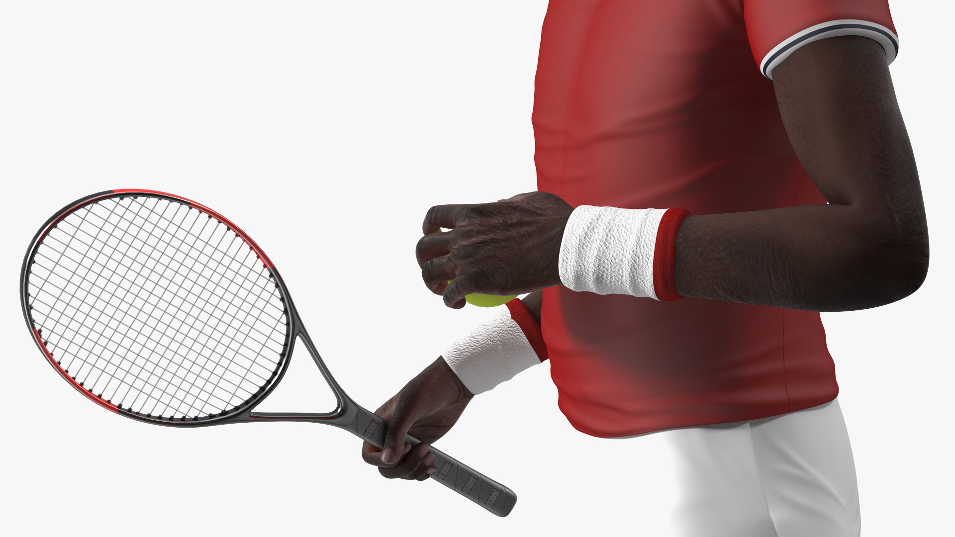 3D Elderly Afro American Man in Tennis Outfit Standing