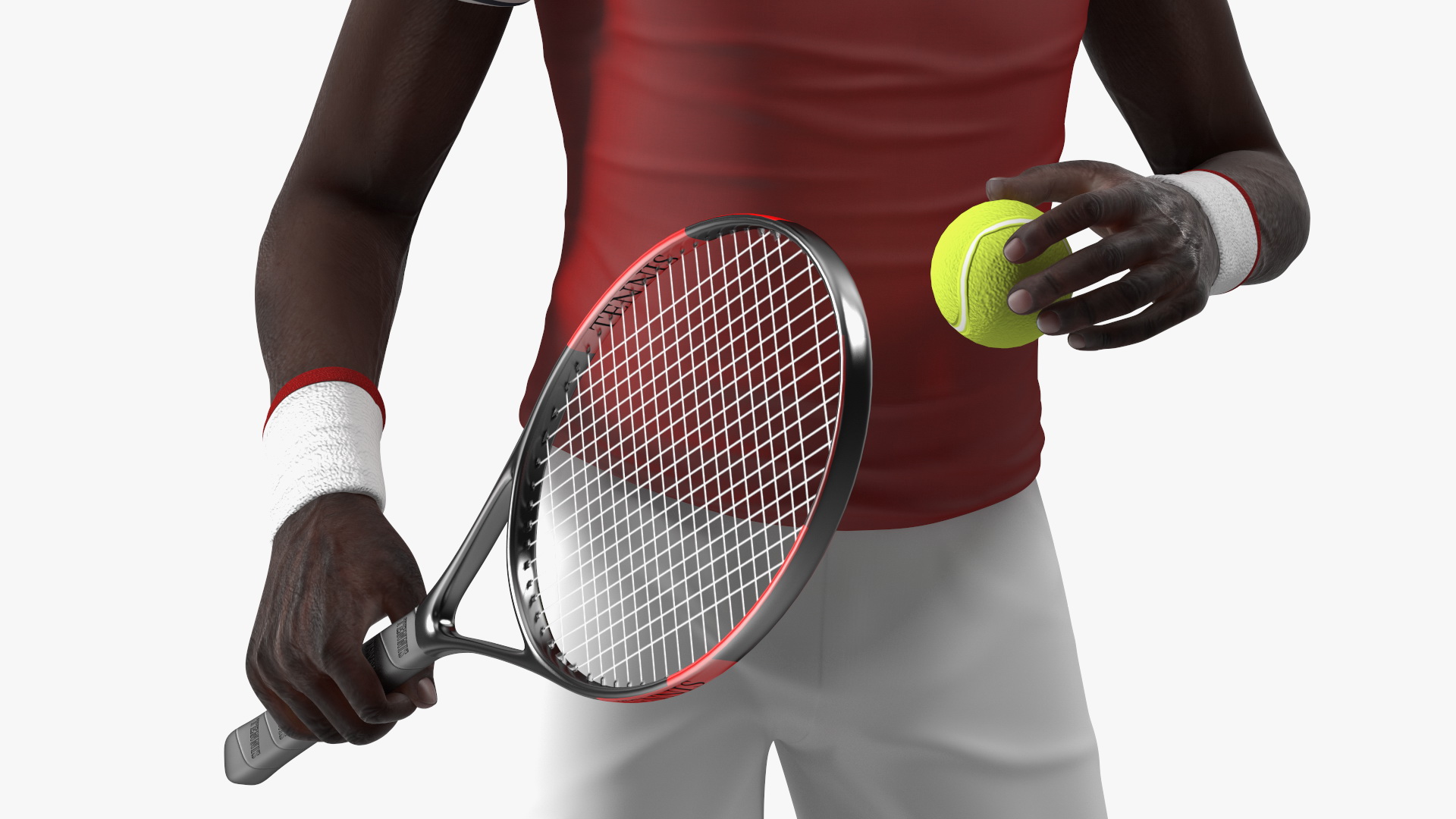 3D Elderly Afro American Man in Tennis Outfit Standing