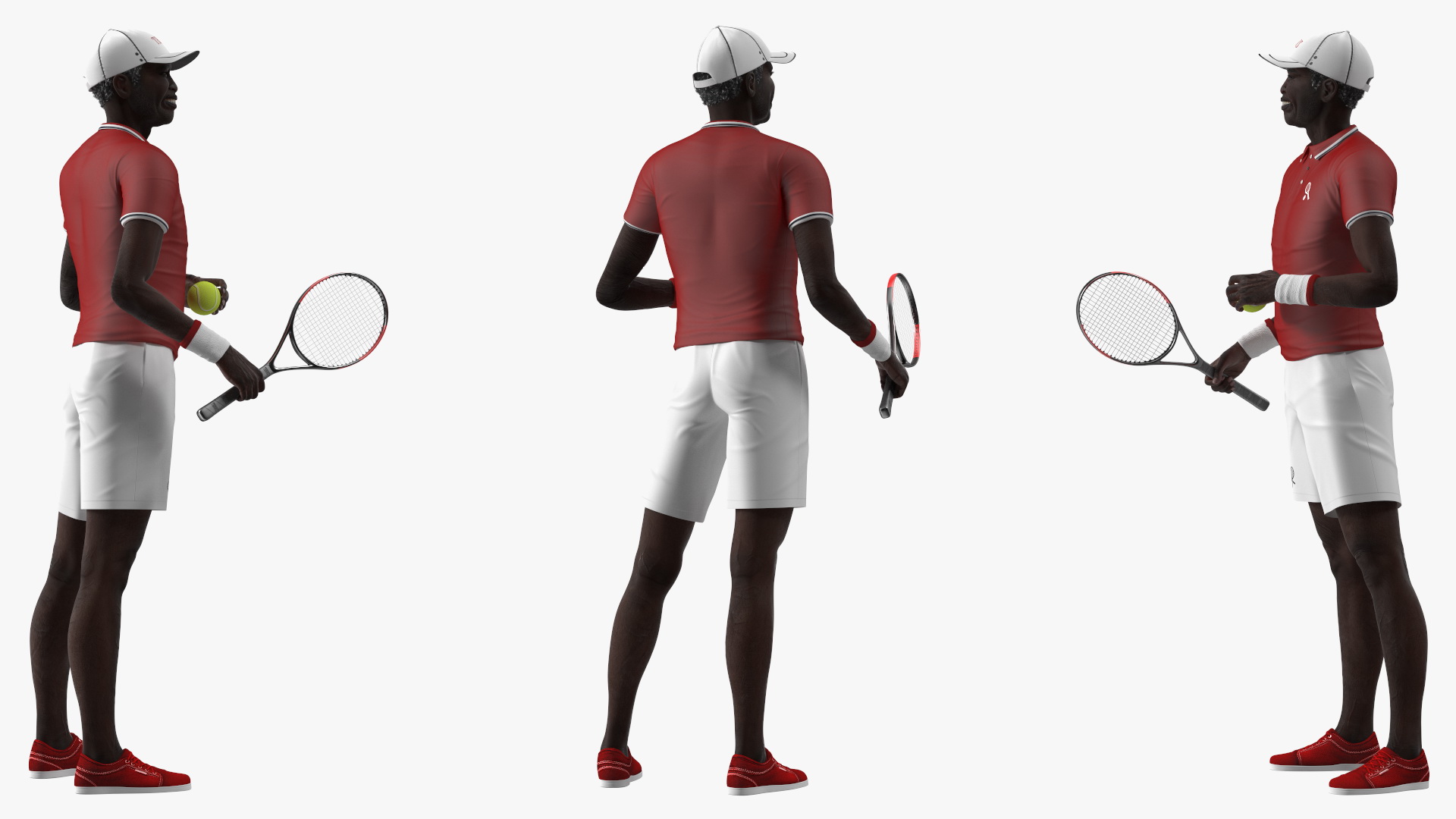 3D Elderly Afro American Man in Tennis Outfit Standing