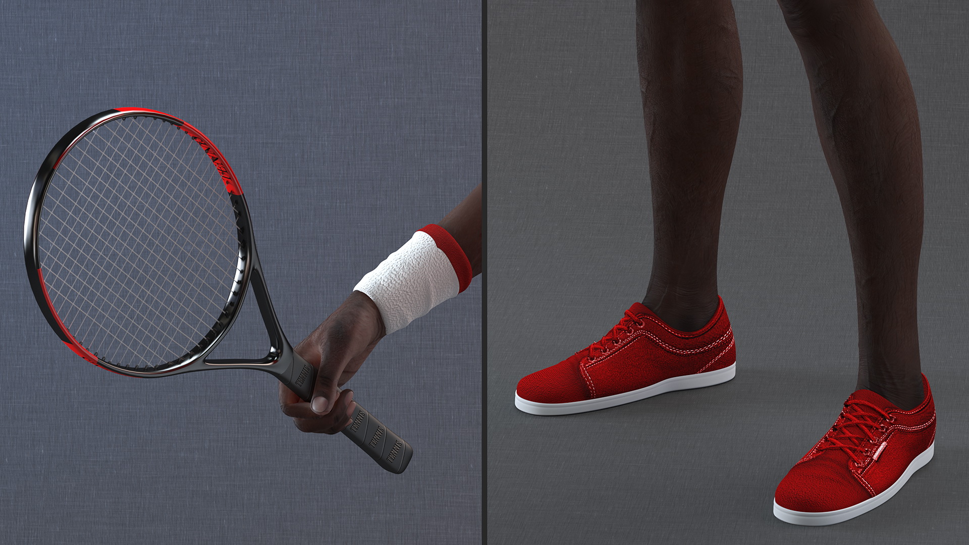 3D Elderly Afro American Man in Tennis Outfit Standing