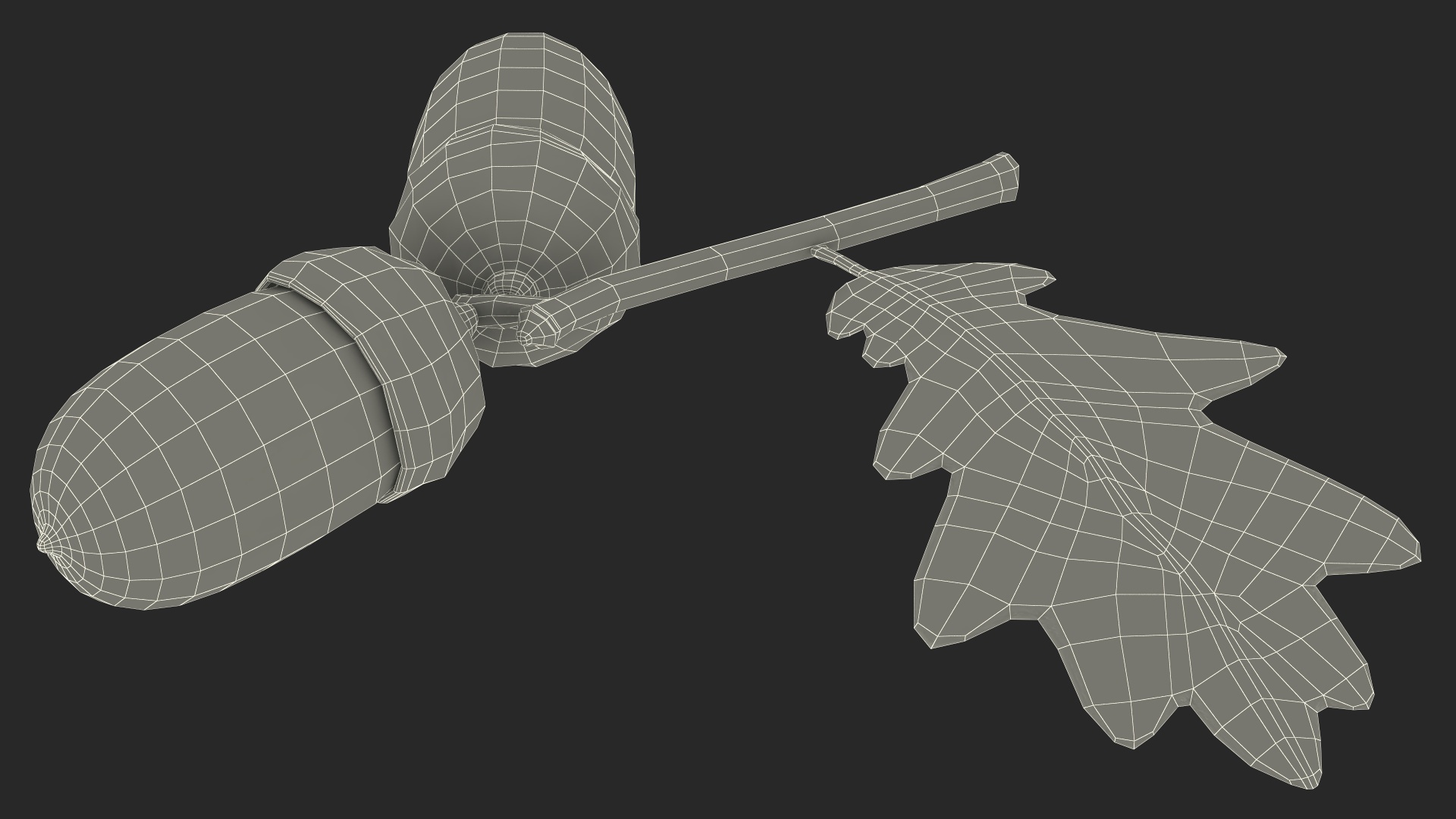 Green Acorns with Leaf 3D