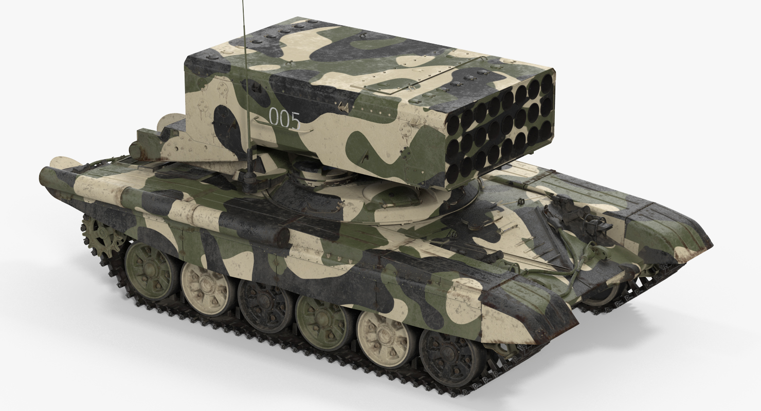 3D Russian 24 barrel Multiple Rocket Launcher TOS 1A Rigged