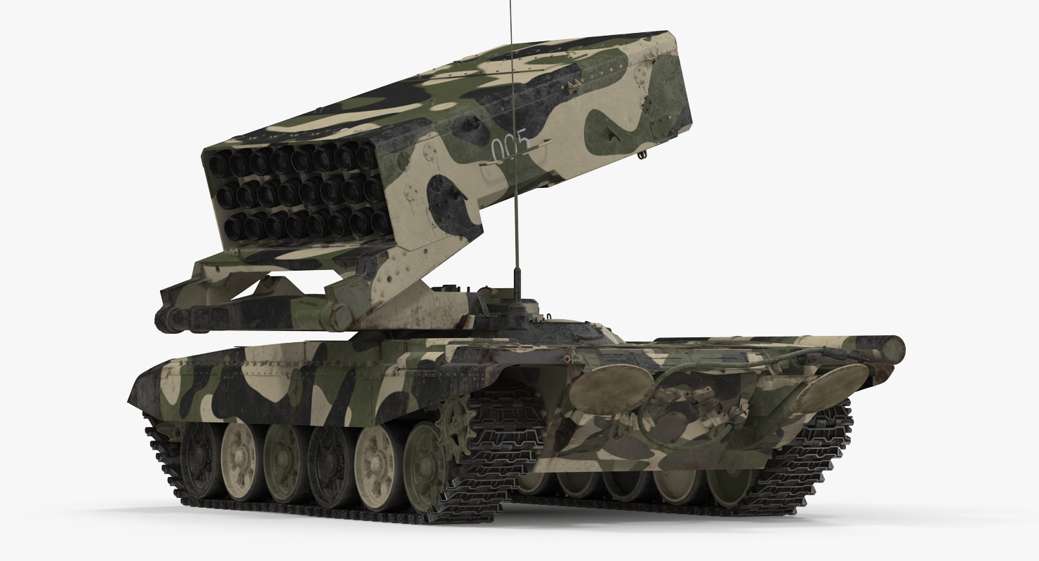 3D Russian 24 barrel Multiple Rocket Launcher TOS 1A Rigged