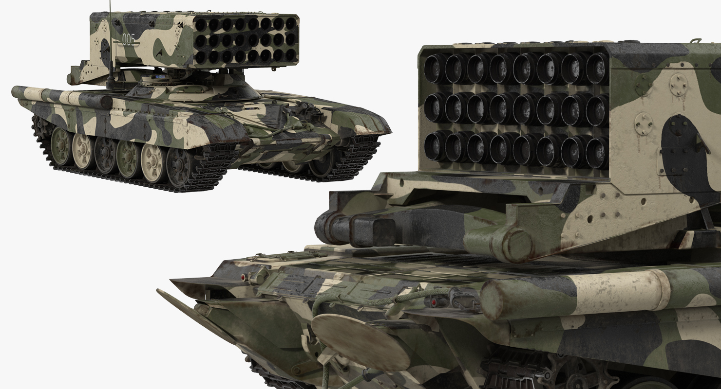 3D Russian 24 barrel Multiple Rocket Launcher TOS 1A Rigged