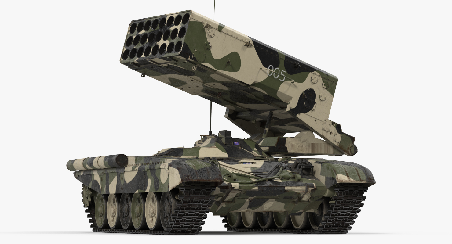 3D Russian 24 barrel Multiple Rocket Launcher TOS 1A Rigged