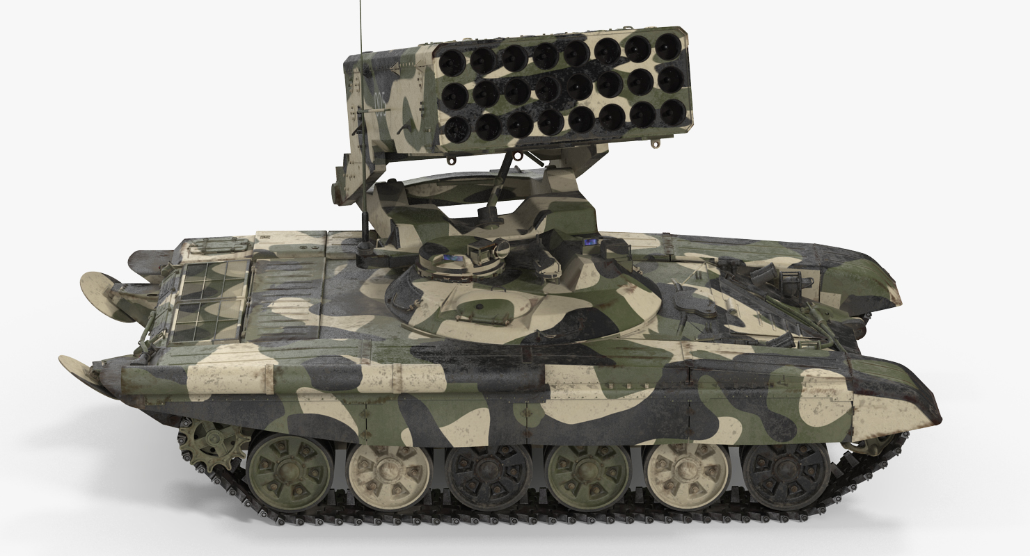 3D Russian 24 barrel Multiple Rocket Launcher TOS 1A Rigged