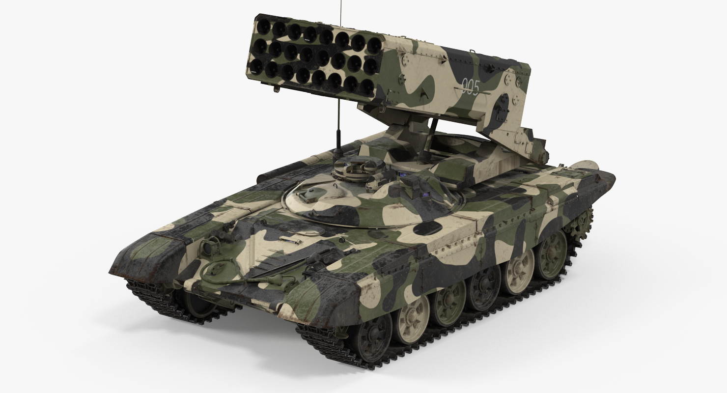 3D Russian 24 barrel Multiple Rocket Launcher TOS 1A Rigged
