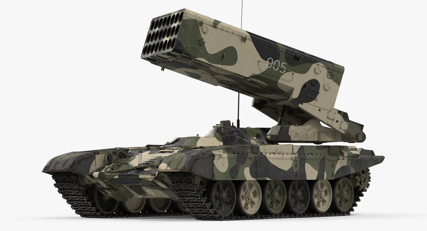3D Russian 24 barrel Multiple Rocket Launcher TOS 1A Rigged
