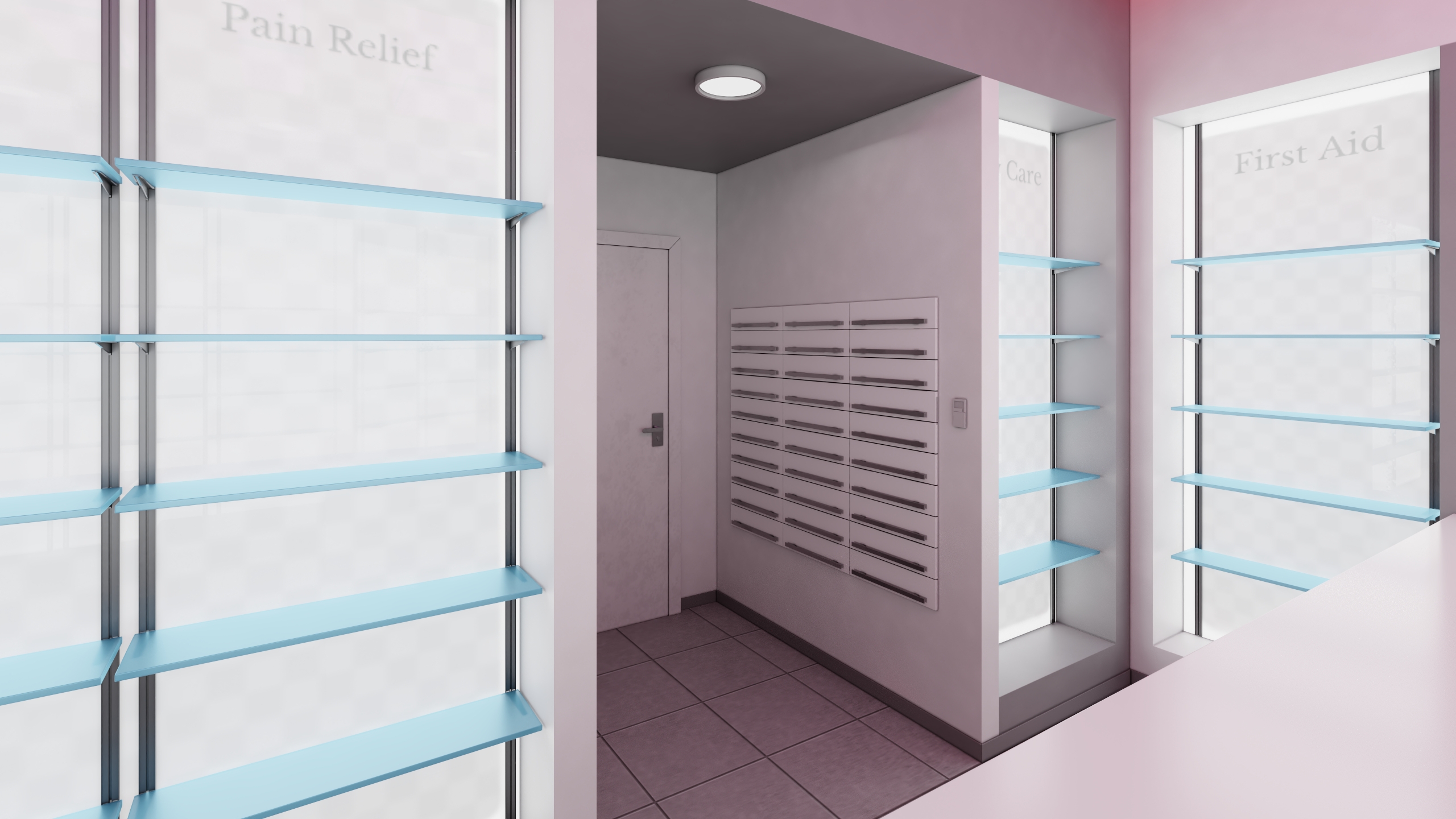 3D Pharmacy Store Interior Blue model