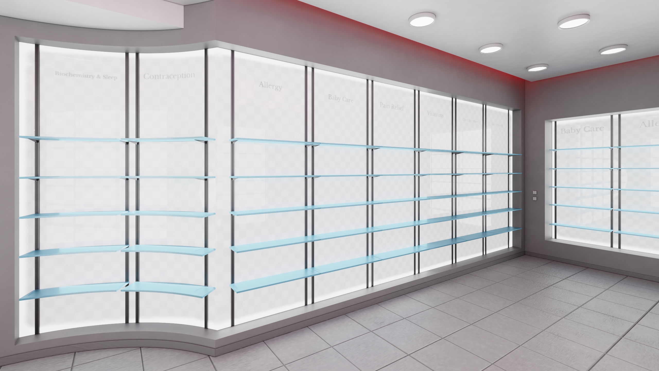 3D Pharmacy Store Interior Blue model