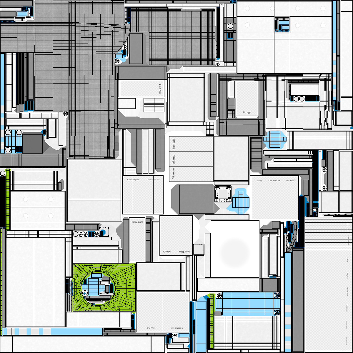 3D Pharmacy Store Interior Blue model