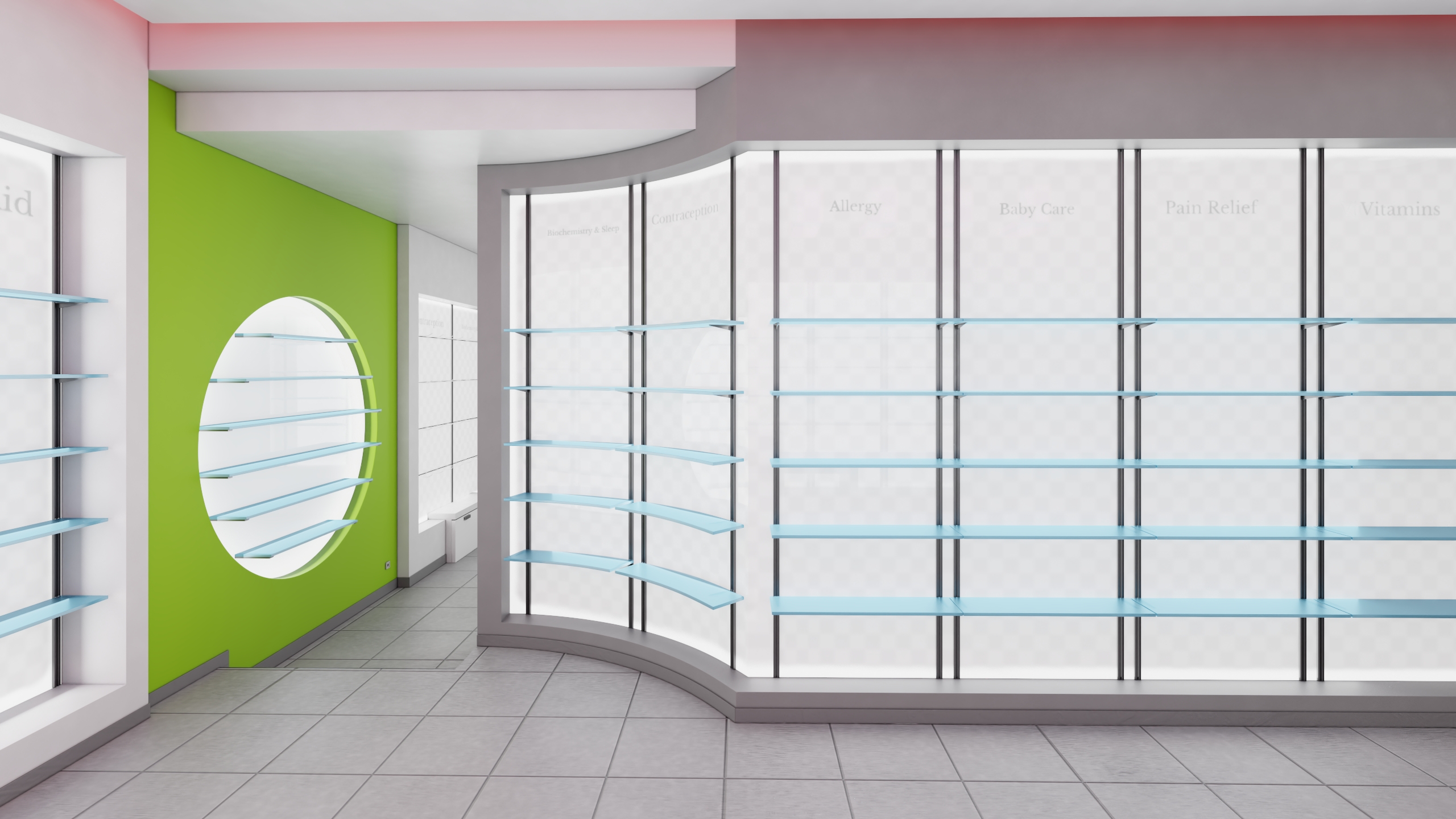 3D Pharmacy Store Interior Blue model
