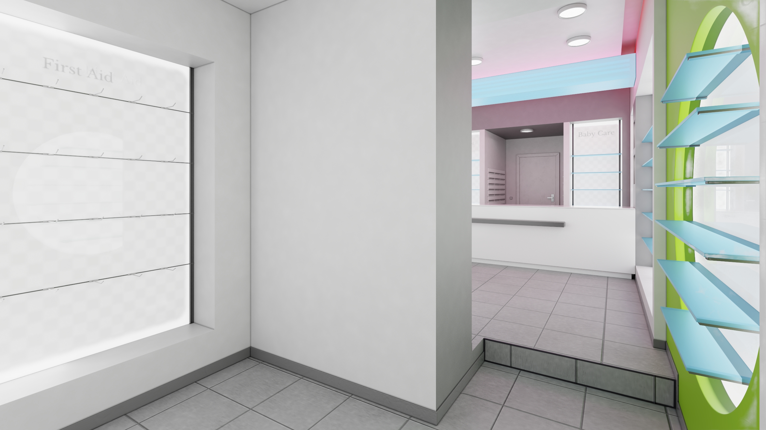 3D Pharmacy Store Interior Blue model