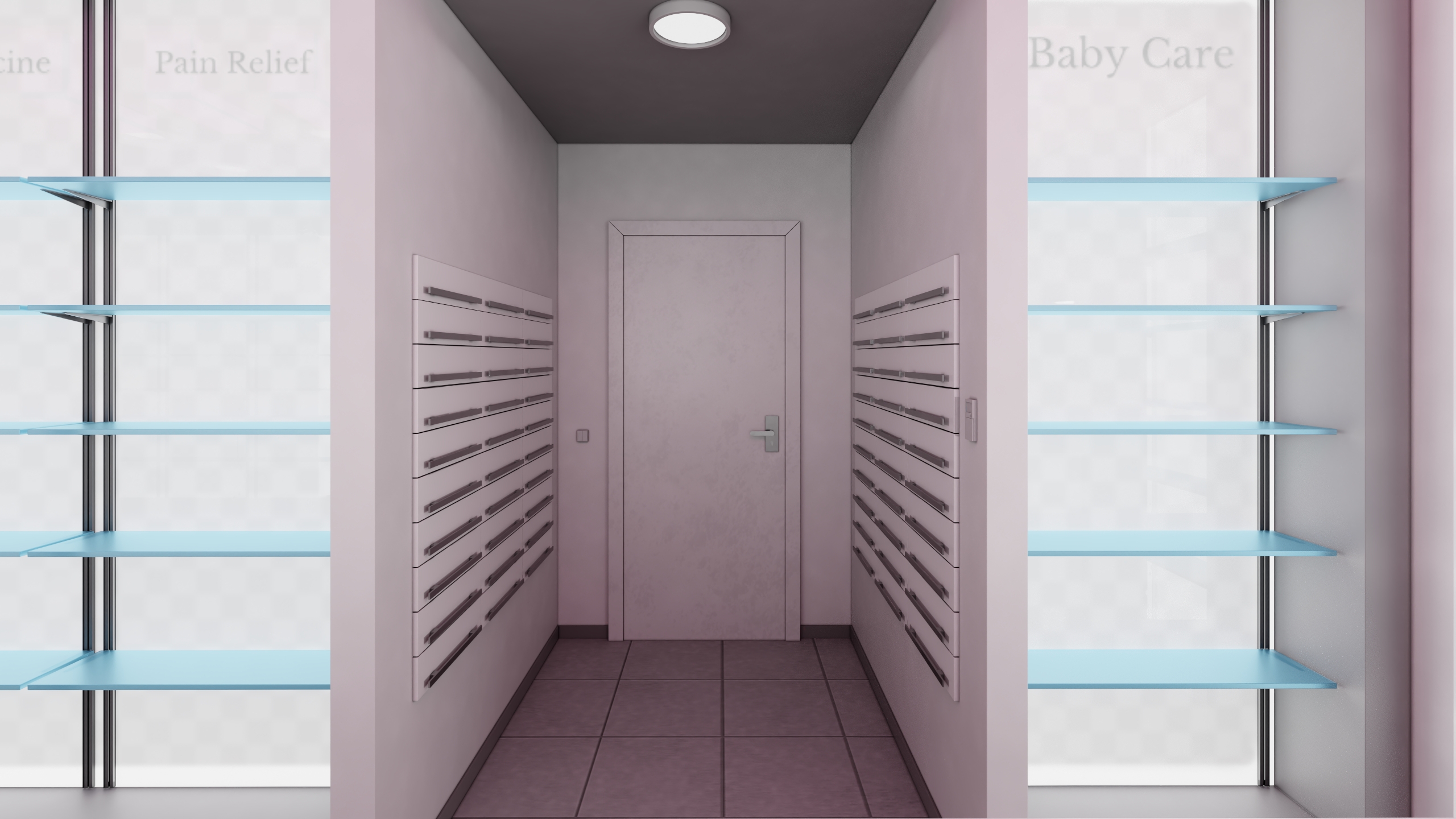 3D Pharmacy Store Interior Blue model