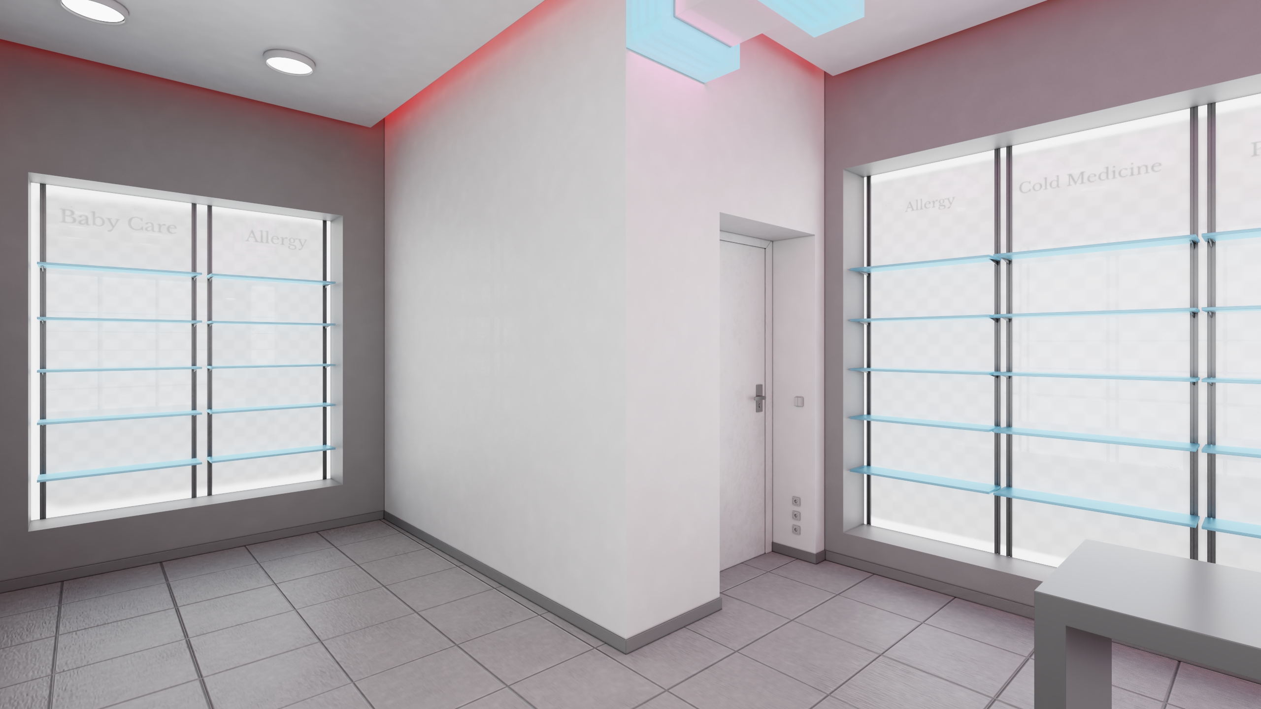 3D Pharmacy Store Interior Blue model