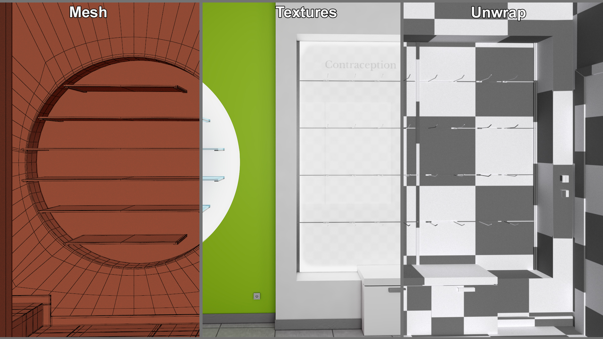 3D Pharmacy Store Interior Blue model