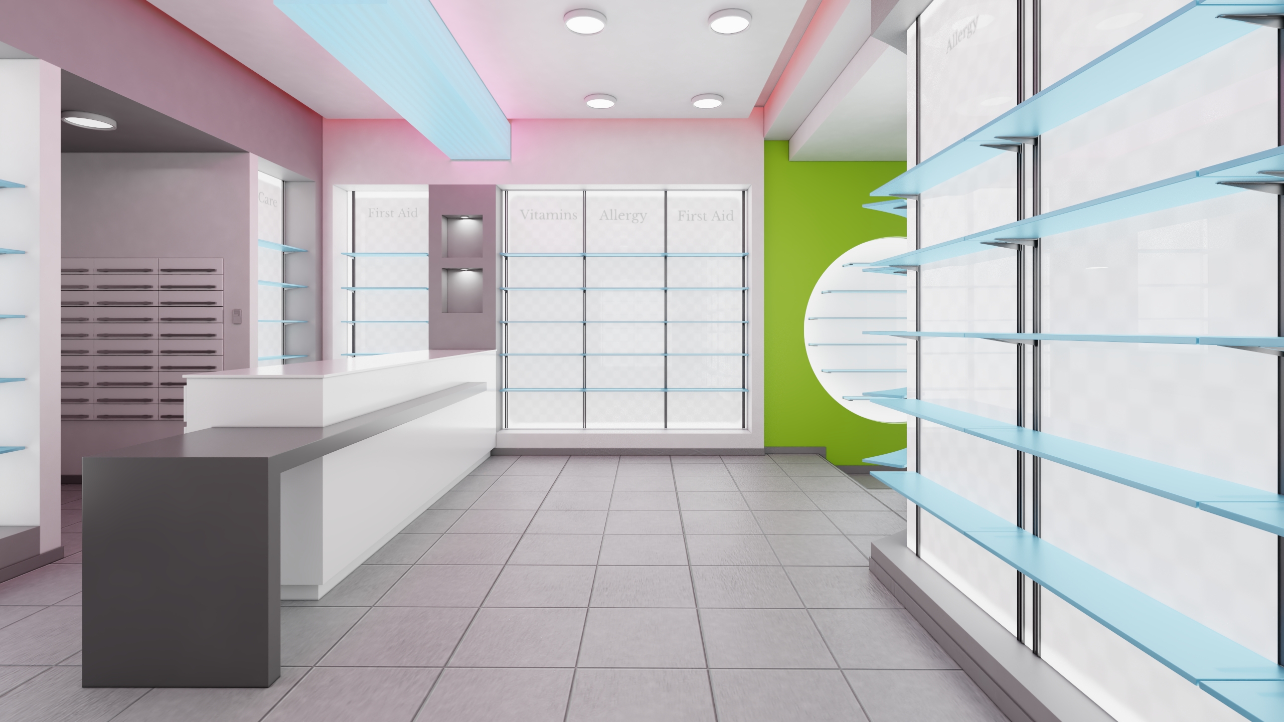 3D Pharmacy Store Interior Blue model