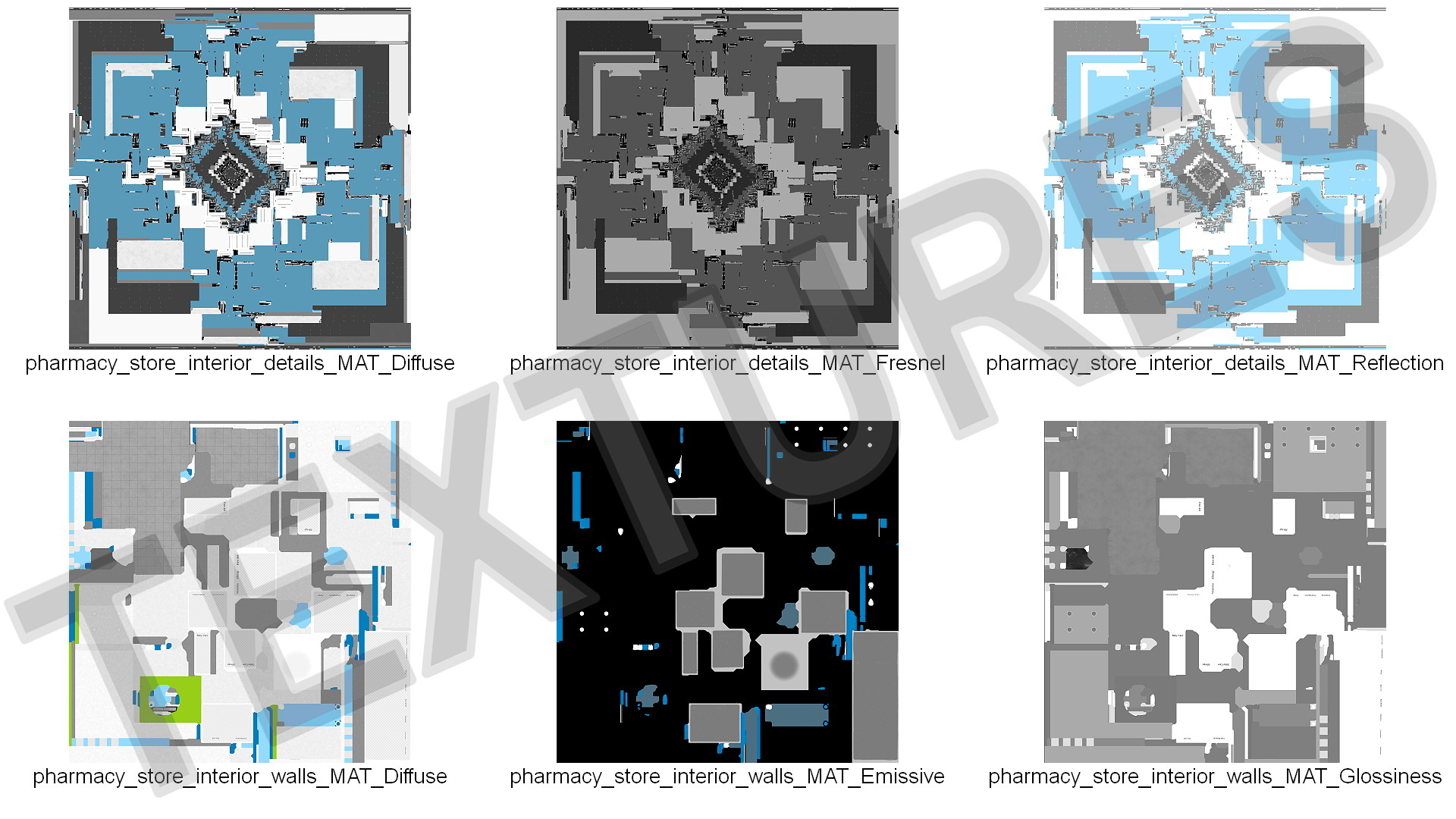 3D Pharmacy Store Interior Blue model