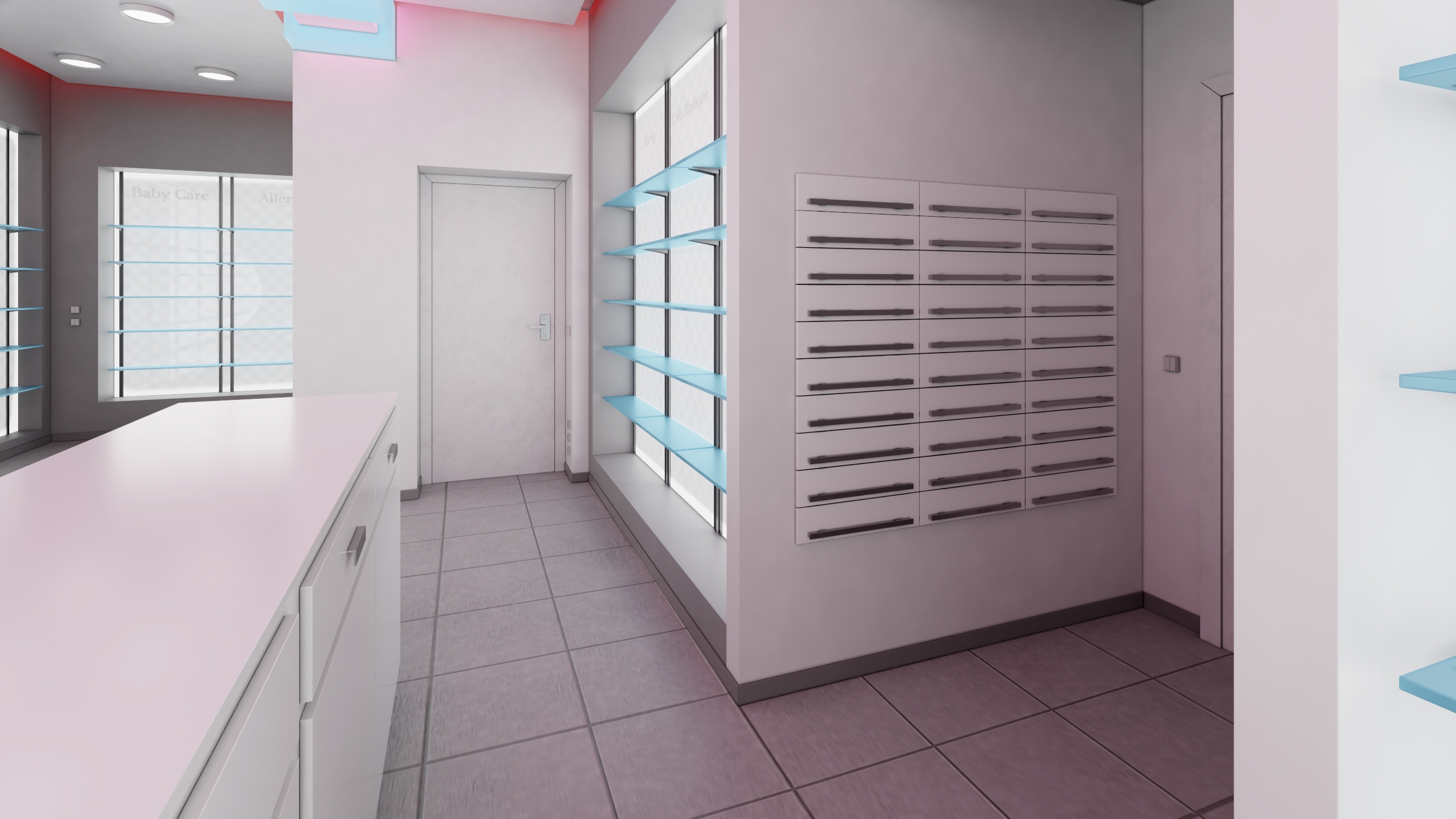 3D Pharmacy Store Interior Blue model
