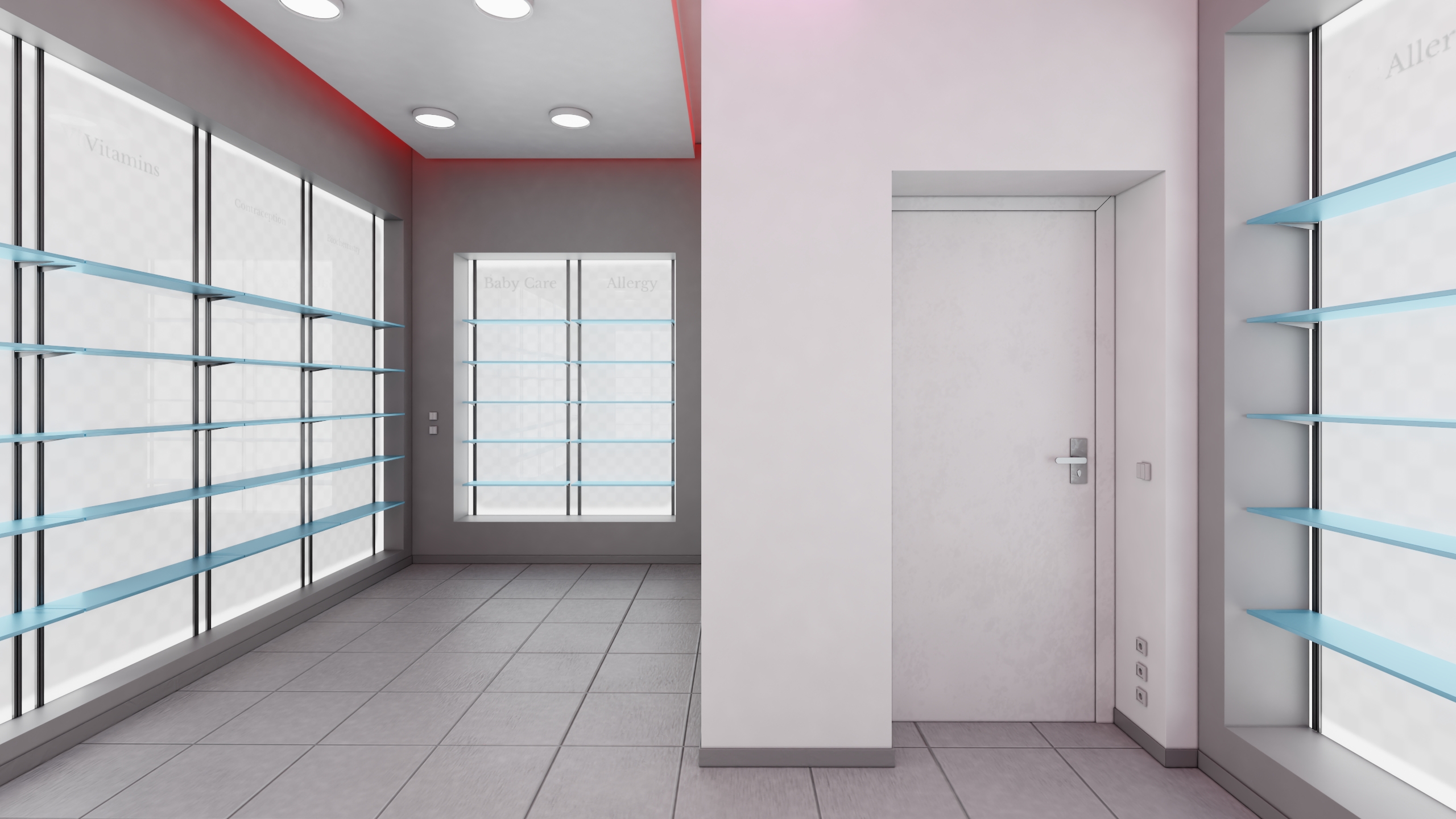 3D Pharmacy Store Interior Blue model