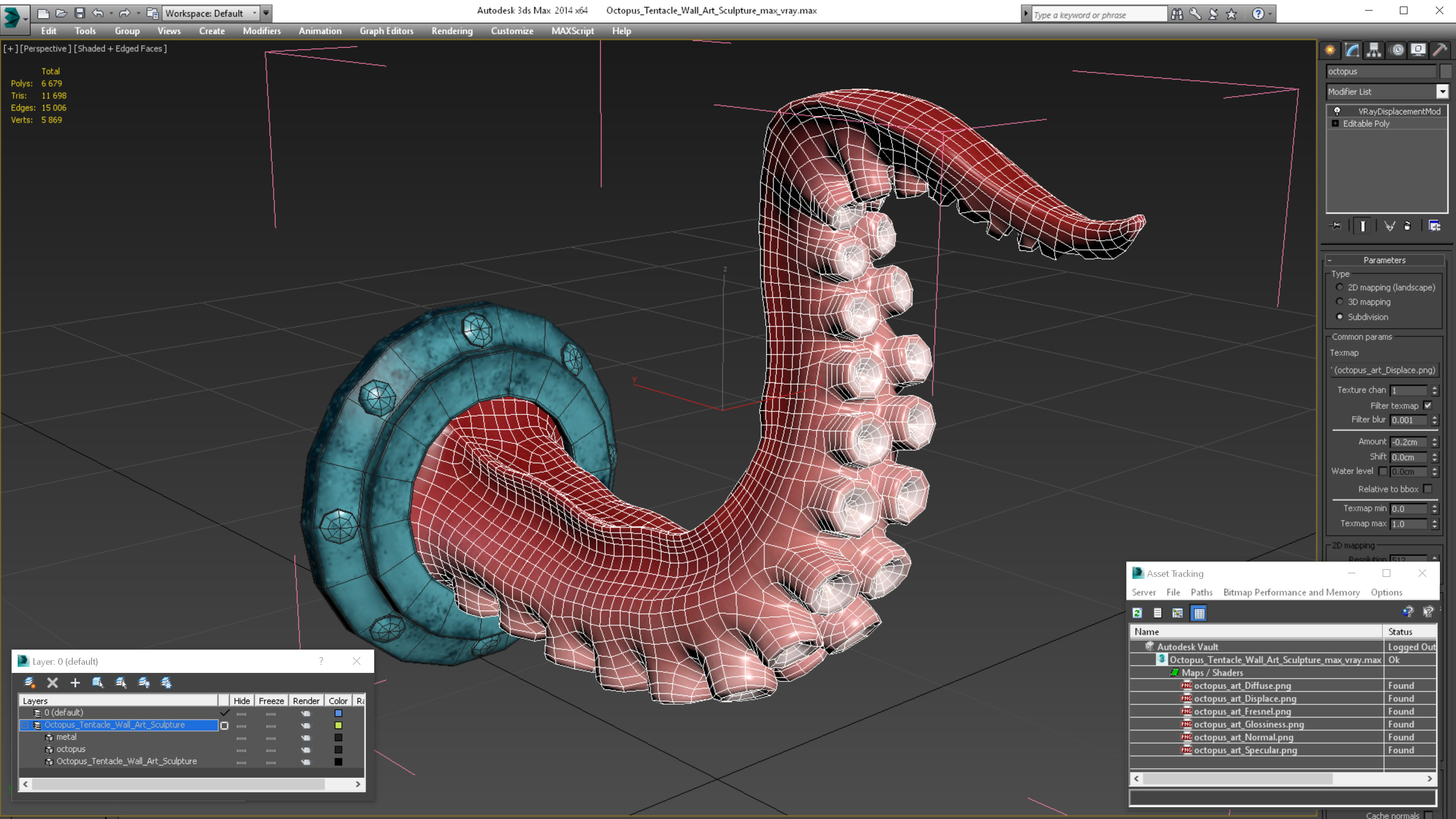 3D model Octopus Tentacle Wall Art Sculpture