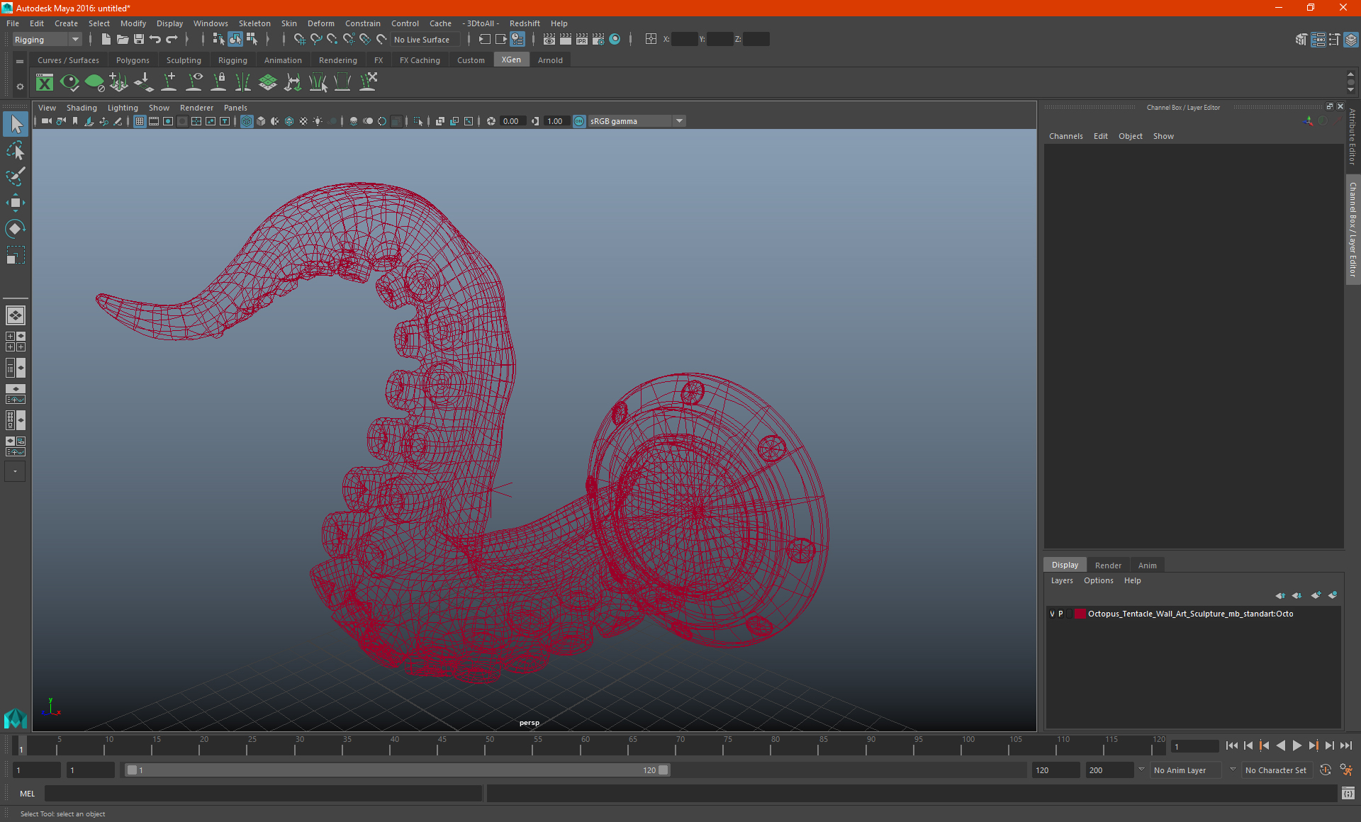 3D model Octopus Tentacle Wall Art Sculpture