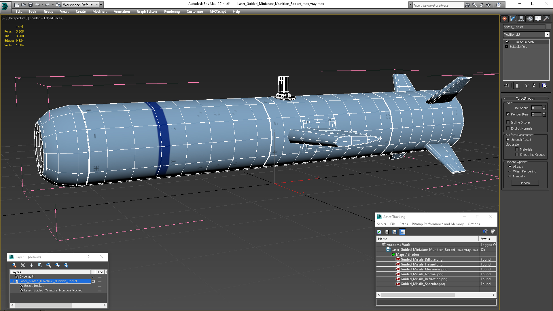 3D Laser Guided Miniature Munition Rocket model