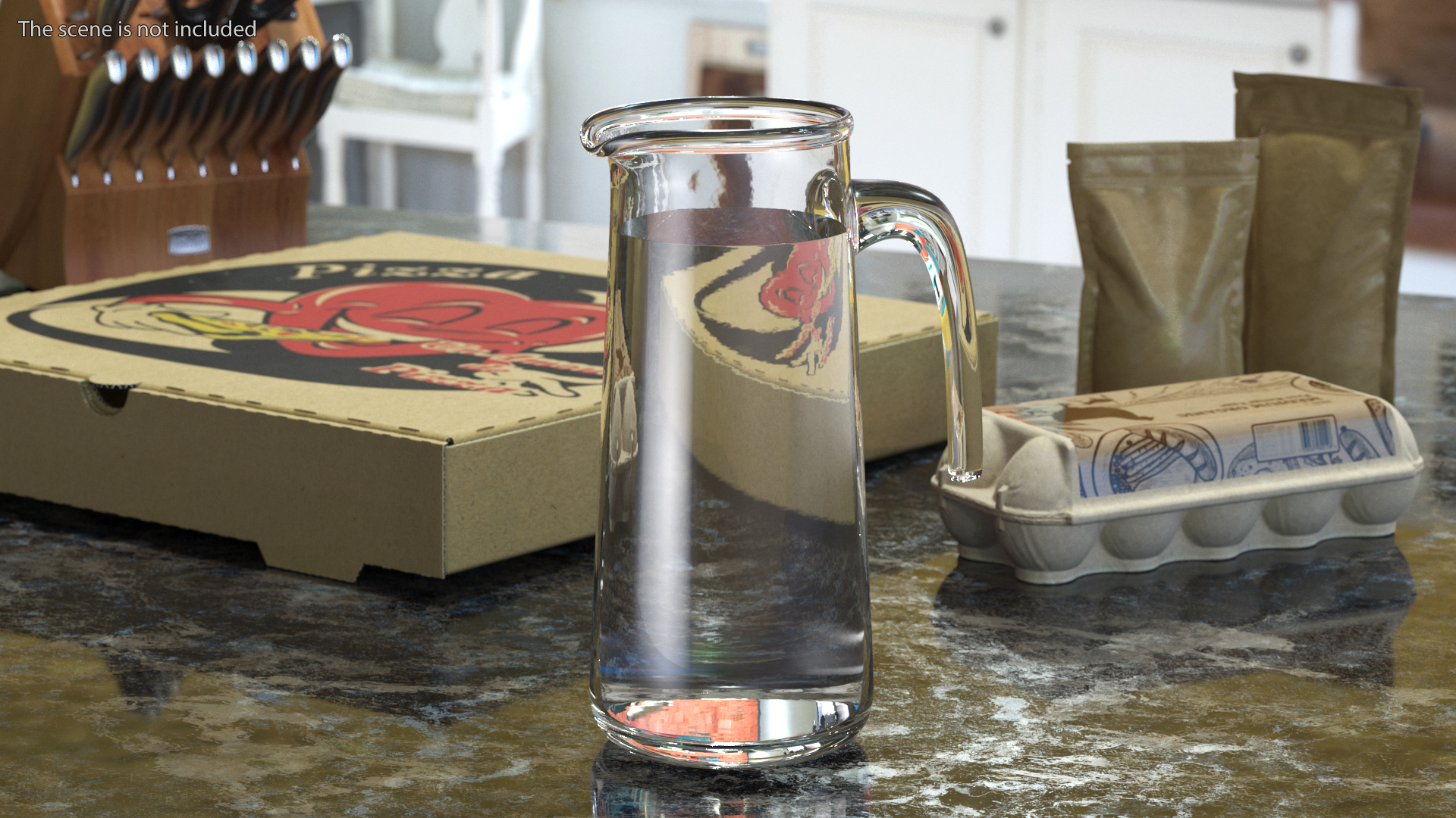 Glass Straight Jug With Water 3D model