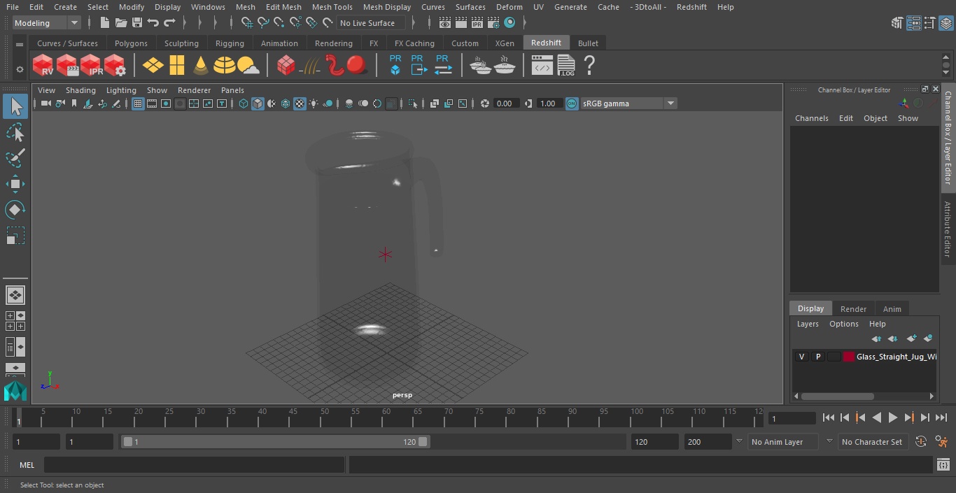 Glass Straight Jug With Water 3D model