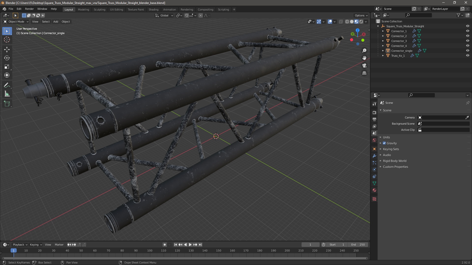 Square Truss Modular Straight 3D model