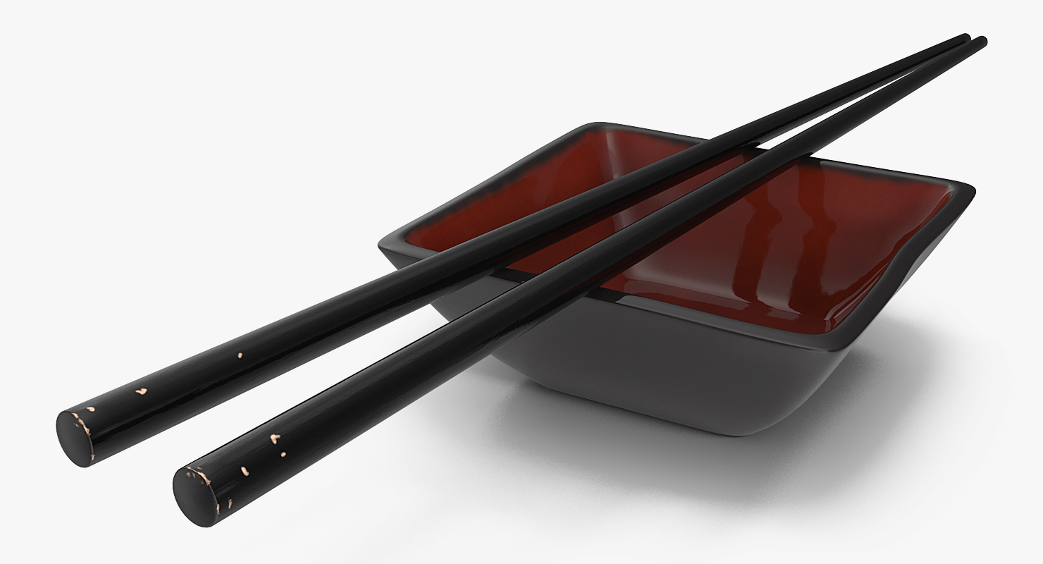 3D model Bowl for Sushi Sauce and Japanese Sticks