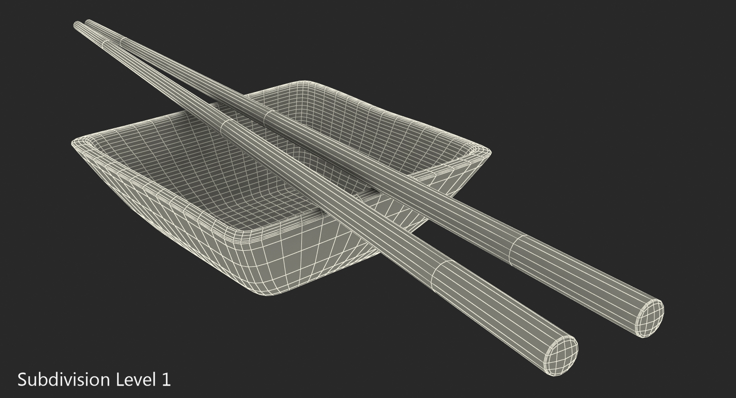 3D model Bowl for Sushi Sauce and Japanese Sticks