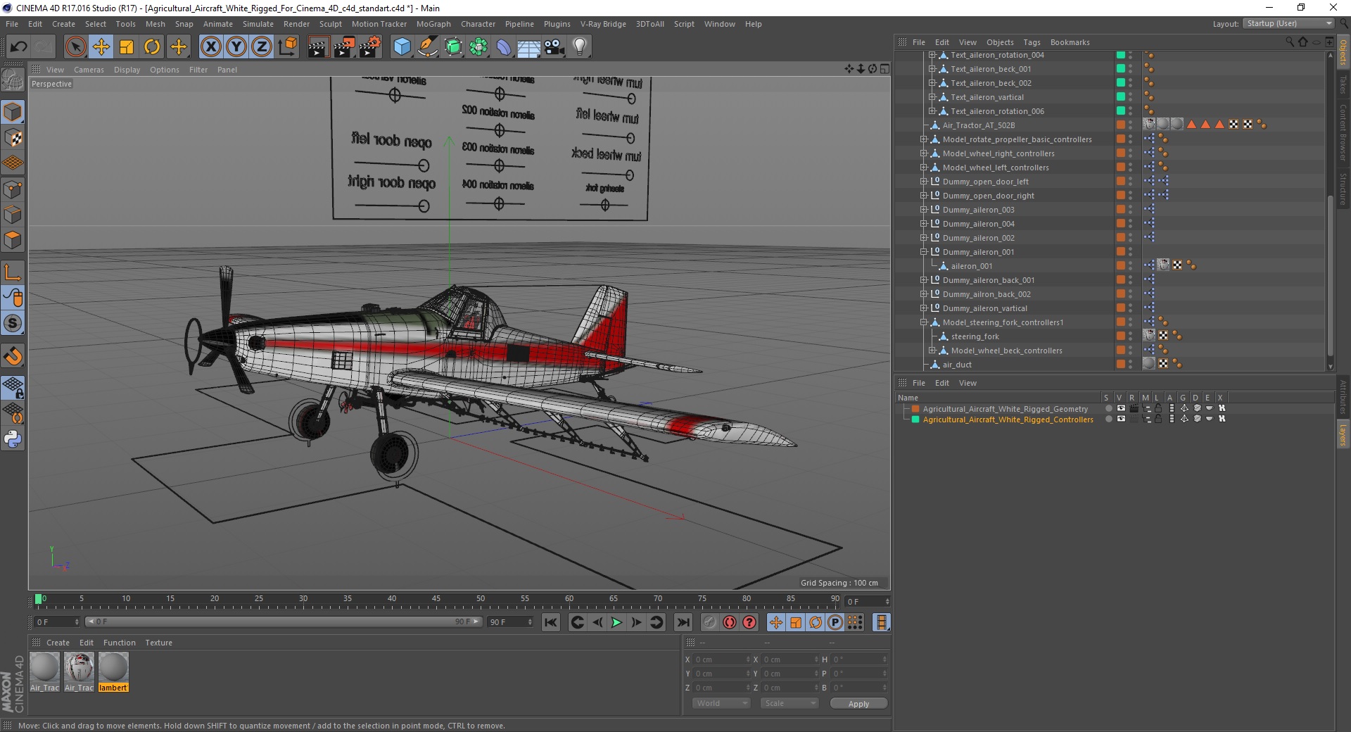 3D Agricultural Aircraft White Rigged for Cinema 4D model