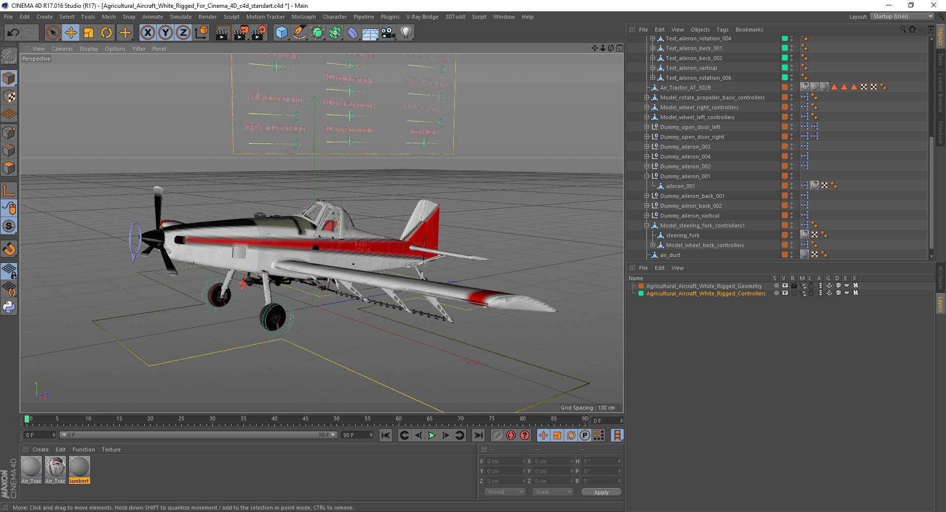 3D Agricultural Aircraft White Rigged for Cinema 4D model