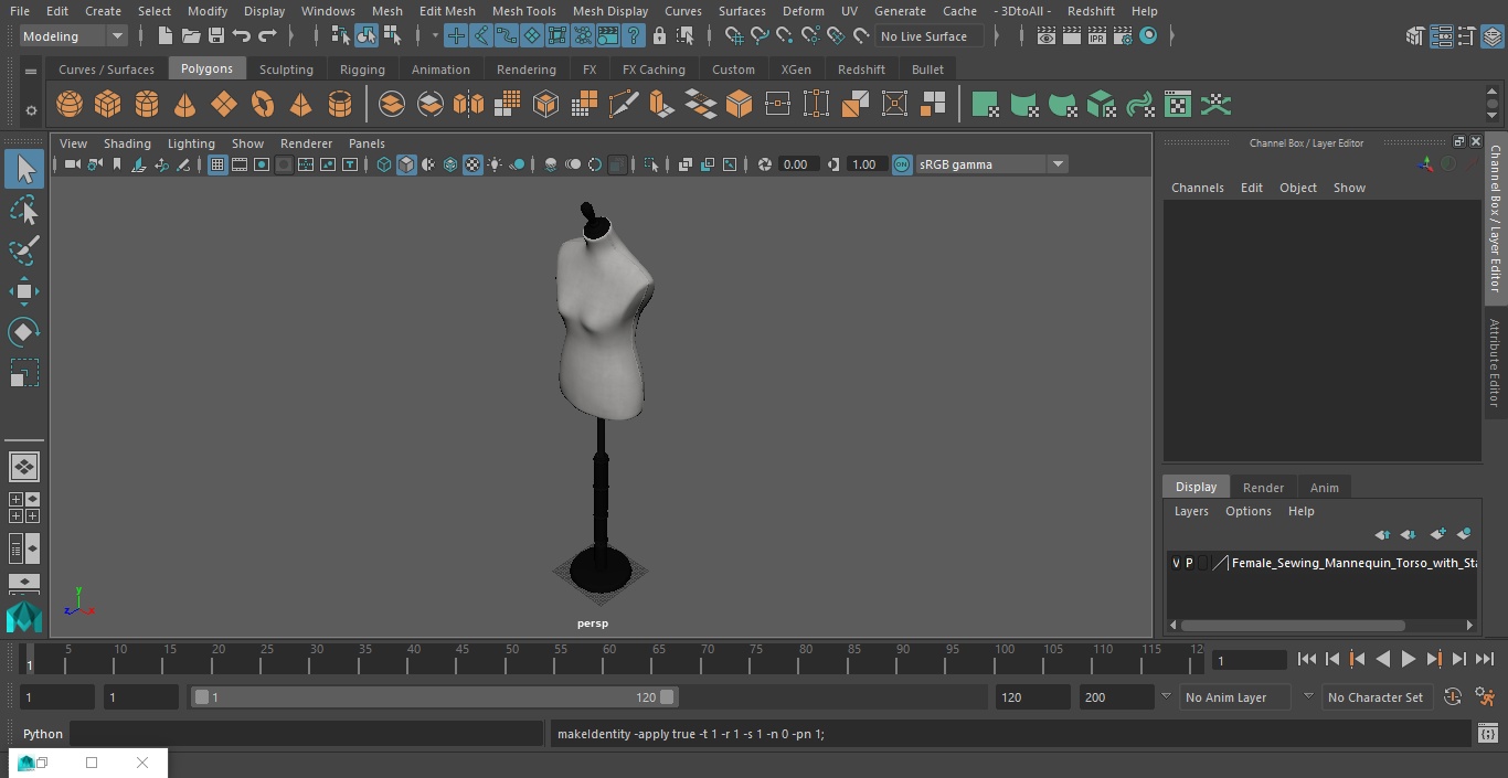 3D model Female Sewing Mannequin Torso with Stand