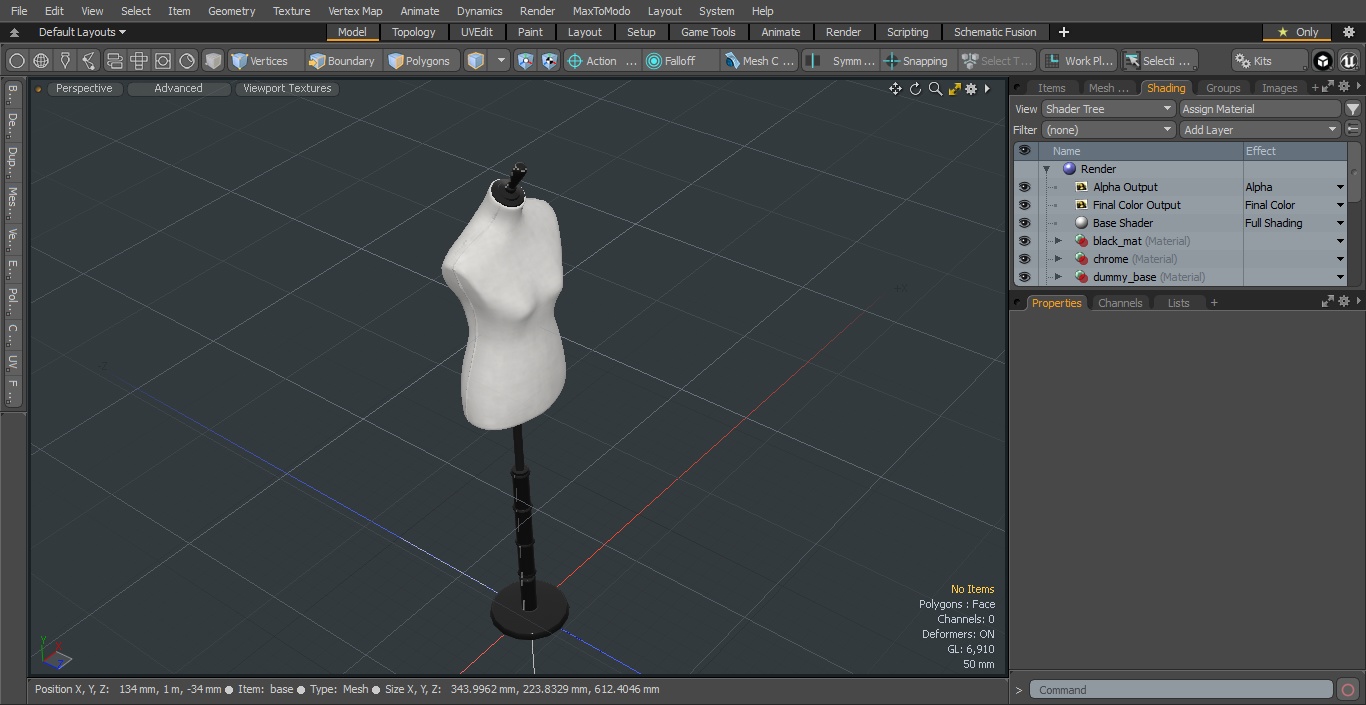 3D model Female Sewing Mannequin Torso with Stand